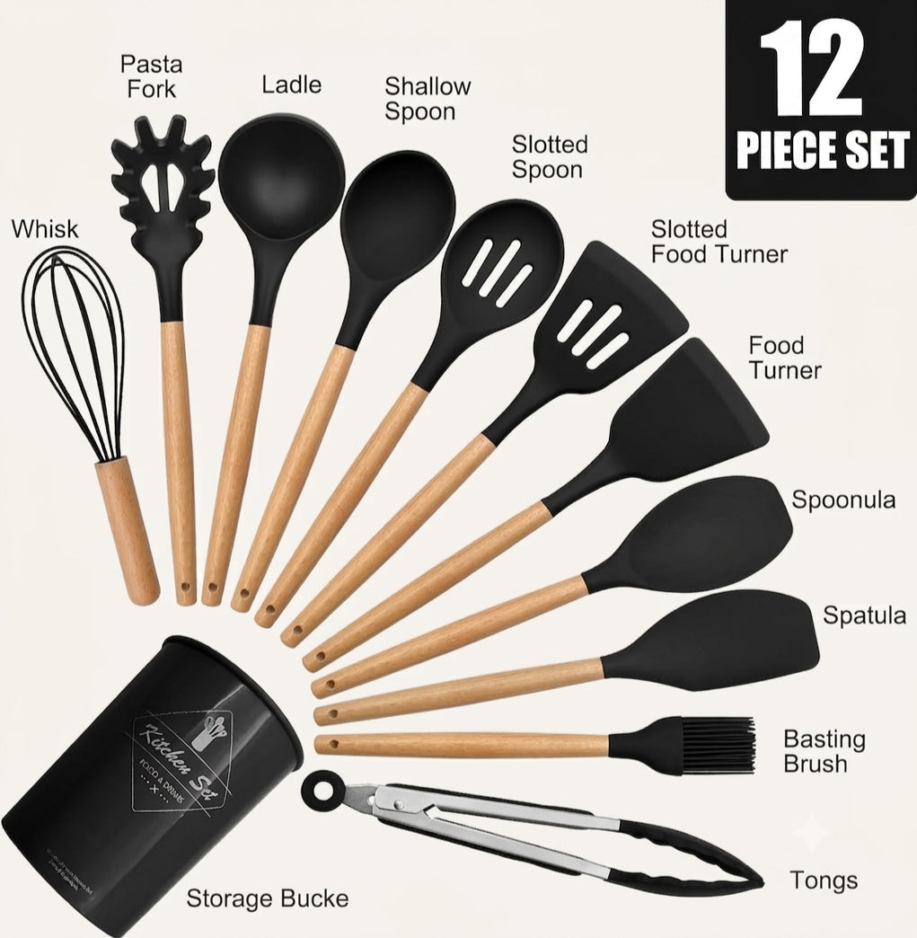 12 Pcs Silicone Spoon Set
